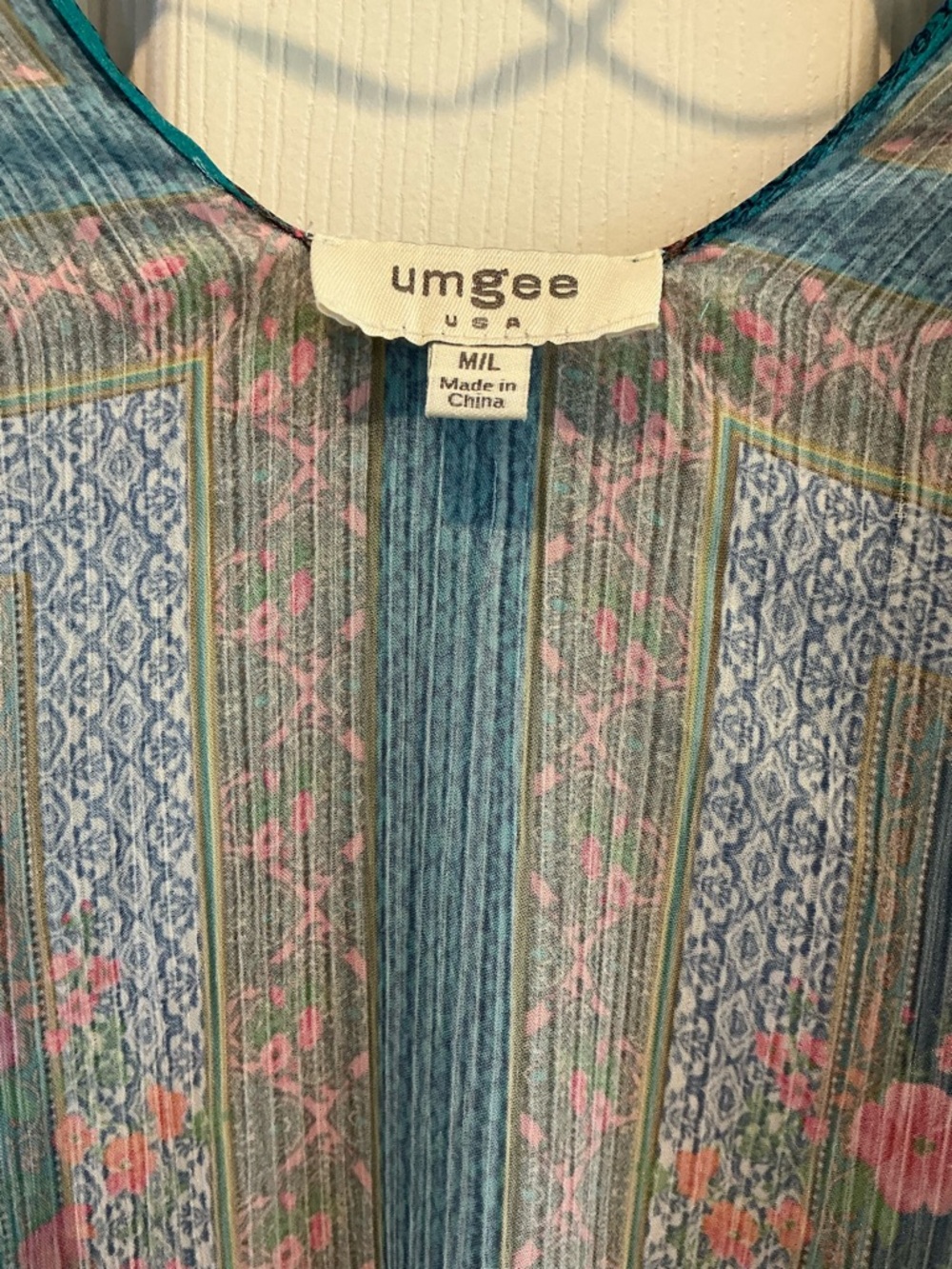 Umgee Fairy Draped Ruffle Trim Kimono Wrap Floral Hippie Relaxed Size M/L - Picture 4 of 13